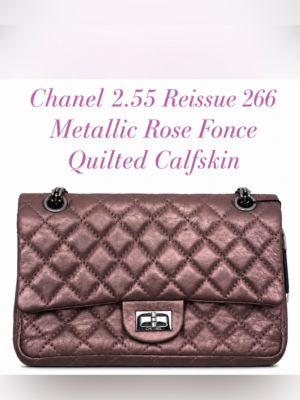 Rare CHANEL Metallic Aged Calfskin Quilted 2.55 Reissue 226 Flap Rose Fonce